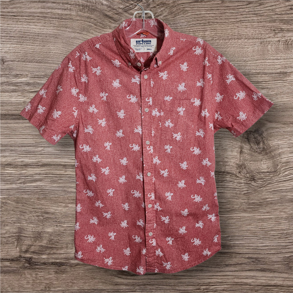 Urban Pipeline octopus print short sleeve button down‎ shirt men's size small